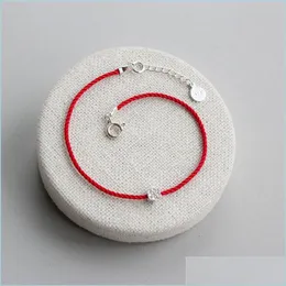 Link Chain 925 Sterling Sier Chain Bracelets Plum Flower Couple Bracelet Women Red Line Thread String Rope Jewelry For 778 Z2 Drop D Dhlk3