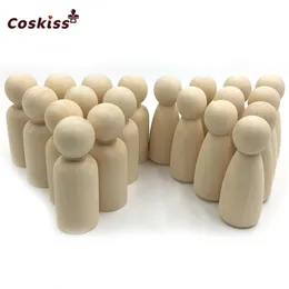 Baby Teethers Toys 100 pz/lotto ragazzo Peg Dolls 1.35" legno massiccio naturale torniture non finite-pronte per la verniciatura o la colorazione-Waldorf Wooden People 221007