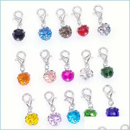 Ciondoli 20pcs Mix Colors Crystal Birthstone Dangles Birthday Birthday Stone Cirmerci perle con chiusura di aragosta adatto al medaglione mobile 919 dhogd