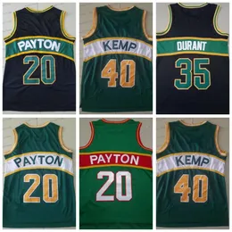 Retro Shawn 40 Jersey de basquete Kemp Gary 11 Payton Trowback Green Red Stitched Mens camisas vintage