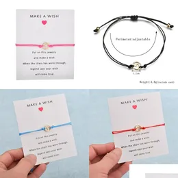 Charm Bracelets Sea Wave Circar Charm Bracelet Make a Wish Card 합금 체인 도금 금 꼰 단순성 보석 선물 선물 배달 DH5XB