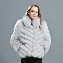 Kvinnors päls faux kvinna äkta kappa med högkvalitativ silkefoder vinter varm reversibel jacka dam mode lyx casaco ankomst 221006