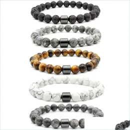 Brins Perlés Pierre Naturelle Roches Volcaniques Bracelet À La Main Hommes Et Femme Turquoise Glamour Mode Perles Bijoux Bracelets Aimant Dhlxk