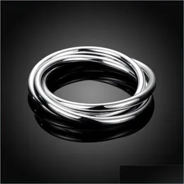 Cuff 925 Sterling Sier Cuff Braceletes Bangles 여성 3 줄 부드러운 견고한 팔찌 패션 쥬얼리 드롭 배달 2021 Bracelets Ca dhl7o