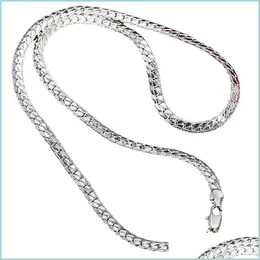 Kedjor 925 Sterling Sier 6mm Fl sidled halsband 18/20/24 tum kedja för kvinna män mode bröllop engagemang smycken 1201 t2 drop d dhthx