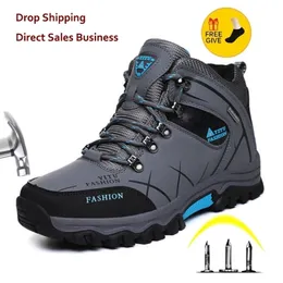 Boots Men Winter Brand Snow Waterproof Leather Sneakers Super Warm Mens Outdoor Male Hiking Work Shoes Plus Size 47 221007