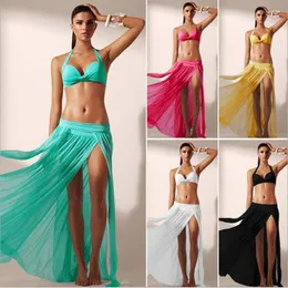Kvinnors badkläder Bikini 2022 Beach täcker sarong wrap pareo long kjol baddräkt kvinnor ups beachwear sundress