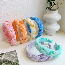 Headbands Sweet Colorful Twist Headband for Women Gradual Tie Dye Hairband Handmade Braid Turban Lady Girl Fashion Hair Accessories T221007