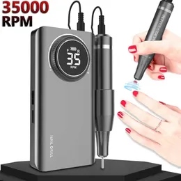 Nail Art Equipment Drill Machine 35000 RPM RECHARGEABLE GEL POLDER FÖR MANICURE Electric med full LCD -skärm 221007