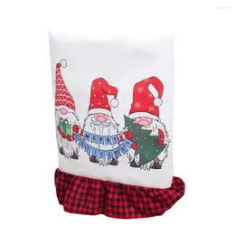 Chair Covers Christmas Linen Creative Cartoon Print Dinning Room Back Slipcovers For Kitchen Holiday Home Decoration