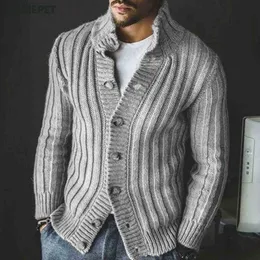 Sweaters Grey Cardigans Men Thick Cotton Sweater Long Sleeve Mens O-neck Loose Solid Button Tops Fit Knitting Casual Style Y2210