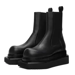 Мода черные мужчины Chelsea Boots Man Designer Platform Motorcycle Boot Водонепроницаемые мужские кожаные ботинки лодыжки