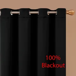 Cortinas puras 100% Blackout para sala de estar Cegada Solid Kitchen Bedroom Decoração de casa Curtagem preta 221007