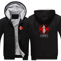 Men's Hoodies 2022 Autumn Men's Kyokushin Karate Printed Padded College Zipper Jackets Warm High Street Hip Hop Sweatshirts Hoody