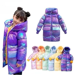 Jaquetas infantis de moda de casaco para baixo para meninos meninas outono de inverno espessado algodão com capuz Adicionado crianças quentes lowas longas parkas 221007