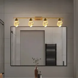 Copper wall lamps Modern bathroom vanity light fixtures luxury crystal LED mirror lights Living Room Wall Sconce For Indoor Lighting