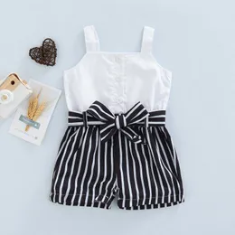 Rompers Newborn Baby Summer Olde Girls Romper с ремнем широкий плечевой ремешок передние пуговицы.