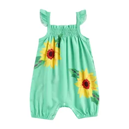 Rompers Summer Girls Summer Romper Ruffle Sling Sunflower Ruffles Olde Baby Made Sleedless Короткие брюки J220922