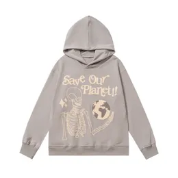 Men Punk Gothic Hooded Sweatshirt Hoodie Skull Skeleton Letter Print Pullover Hoodies 2022 Harajuku Casual Loose Hoodie