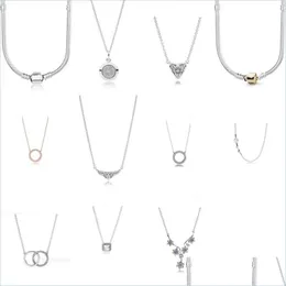 Pendant Necklaces 100% 925 Sterling Sier Charm Fairytale Tiara Necklace Timeless Elegance Hearts Of Winter Collier Essence 393 G2 Dro Dhk06