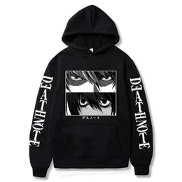 Herrtröjor tröjor dödsanteckning hoodie kira l Lawliet Eyes Anime Print Harajuku Street -shirt toppar Långärmning Koreanska par huvtröjor T221008