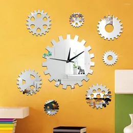 Wall Clocks Clock Gear Steampunk Metal Home Decorations Living Room Modern Design Stickers Digital