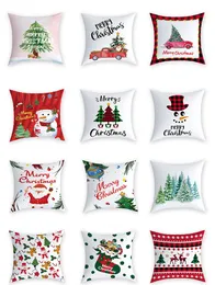 18 Inch Flannel Material Pillow Case Merry Christmas Printed Santa Claus Snow Man XMS Trees Elk Cushion Cover Pillowcase without Pillow Core
