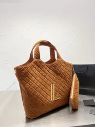 أكياس براون ICare Womens أكبر تسوق حمل Maxi Hanbdags الأزياء من جلد الغزال Gaby Denim Leather Bag Bag التسوق سعة كبيرة الحجم 37-35 سم