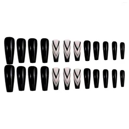 Nail Art Kits Coffin Press On Nails 24 Pcs Ballerina Fake Tips Long Artificial Set With File And Glue