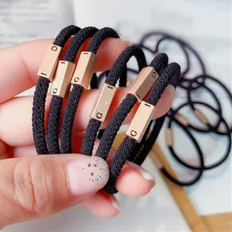 Wholesale New charm Luxury elastic hair ties band hair rope bracelets headband Ornament accessories with fashion metal Buckle