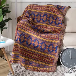 Filtar bohemisk soffa filt etnisk dekorativ sängäcke för dubbelsängar flickor pläd boho cape estetik stickad tapestry picknick
