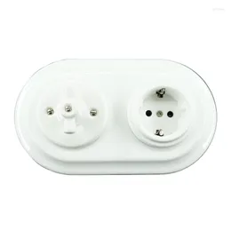 Switch European Ceramic Knob High Frequency Wall Light EU Socket With Double Frame