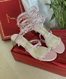 Pumps Lady High Heels Elegancki Cleo Women Sandals Sandals Crystal-cellezowane koraliki impreza ślub Caovillas wirling kostki sexy 35-42