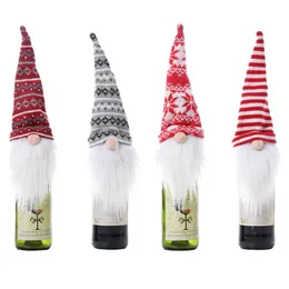 Merry Christmas Gnome Wine Bottle Cover Noel Christmas Decoration for Home 2022 Xmas Ornaments Natal Navidad New Year 2023