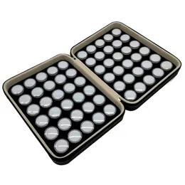 Small Loose Diamond Gemstone Display Box Round Jewelry Show Boxes Case Container Holder with Clear Top Lids Sponge White and Black with pu zipper bag