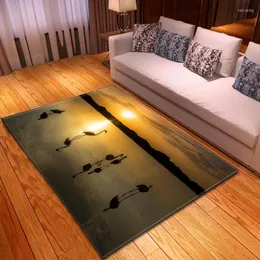 Mattor Creative Modern Painting Sunset 3D Printed Carpet Tapete Area Rug Filt Table Floor Mat Soffa Pad Living Room Home Decor