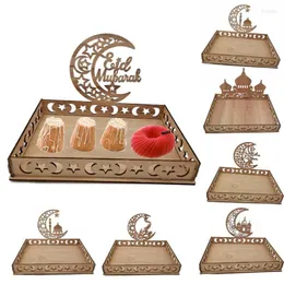 Dekoracja imprezy Eid Ramadan Wooden Food Tray Retro Dessert Corttry Display Moon Star Holding Holder Kitchen Materiały