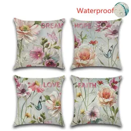 Pillow Waterproof Courtyard Classical Retro Flower Pillowcase Digital Printing Garden Sofas Cover Throw 45x45cm/18x18inch