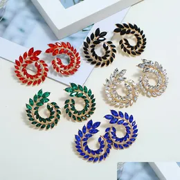 Stud Rhinestone Stud Küpe Geometrik Büyük Yuvarlak Açıklama Küpe Kristal Lüks Düğün Hediyesi 91 D3 Drop Teslimat 2021 Yahudi DH68H