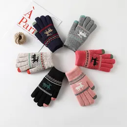 Rękawiczki z ekranu dotykowym Party Favor Favor i zima zagęszczone sztuczne szklanie jelenia Jacquard Winter Keep Warm Glove T9i002111