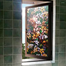 Window Stickers Thickening No-Glue 3D Stained Magnolia Film Static Tinting Frosted Decorative Privacy 40/45/50/60/70/80 100cm