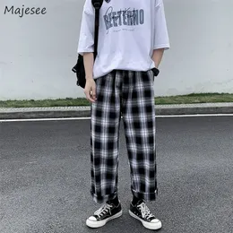 Pantaloni da uomo Uomo Casual Plaid Lunghezza caviglia Gamba larga ampia Allmatch Pantaloni elastici in vita Moda Streetwear Harajuku Coreano Retro Ins 221007