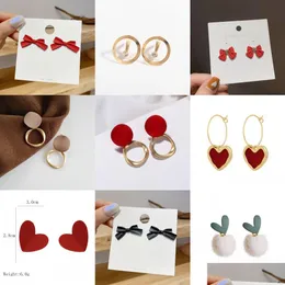 Stud Sweet Bury Emamel Heart Stud ￶rh￤ngen f￶r kvinnor Girl Gold Color Metal Love Hanging Dingle Earring Vintage Jewelry 10 D3 Drop Del Dhkhl