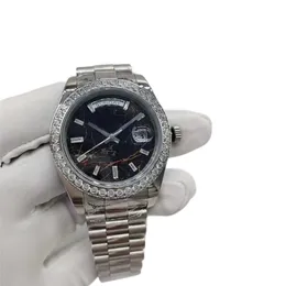 ZR Maker Mens Watch Srebrna Skala czasu soczewki 41 mm Diamentowa ramka Diamond Data Prezydent ze stali nierdzewnej Asia 2813 Automatyczny sport