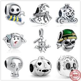 925 STERLING Gümüş Dungle Charm Kadın Boncuklar Yüksek Kaliteli Takı Hediye Toptan Noel Şapkası Şapka Şeytan İskelet Boncuk Fit Pandora Bilezik DIY