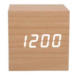 Watch Boxes LED Wood Clock Large Display Wooden Digital Alarm For Home Decoration