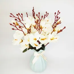 Decoratieve bloemen Silk Artificial Magnolia Home Decoratie Fake Flower Autumn Simulation Bouquet Pography Props Wedding Table Arrange