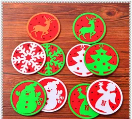 Mats Pads Christmas Felt Snowflake Coasters Decorations snowman for Drinks Bar Cups Glass Table XB1