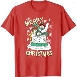 Men's T Shirts Christmas Snowman Shirt Men Short Sleeve Pullover Cotton Casual T-Shirt Women Hipster Merry