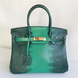 Ny klassisk handväska Tote Shoppingväska Toppkvalitet Crossbody Väskor Lizard Cowhide Läder Löstagbar axelrem Nyckel Spärr Kvinnor stor kapacitetsficka